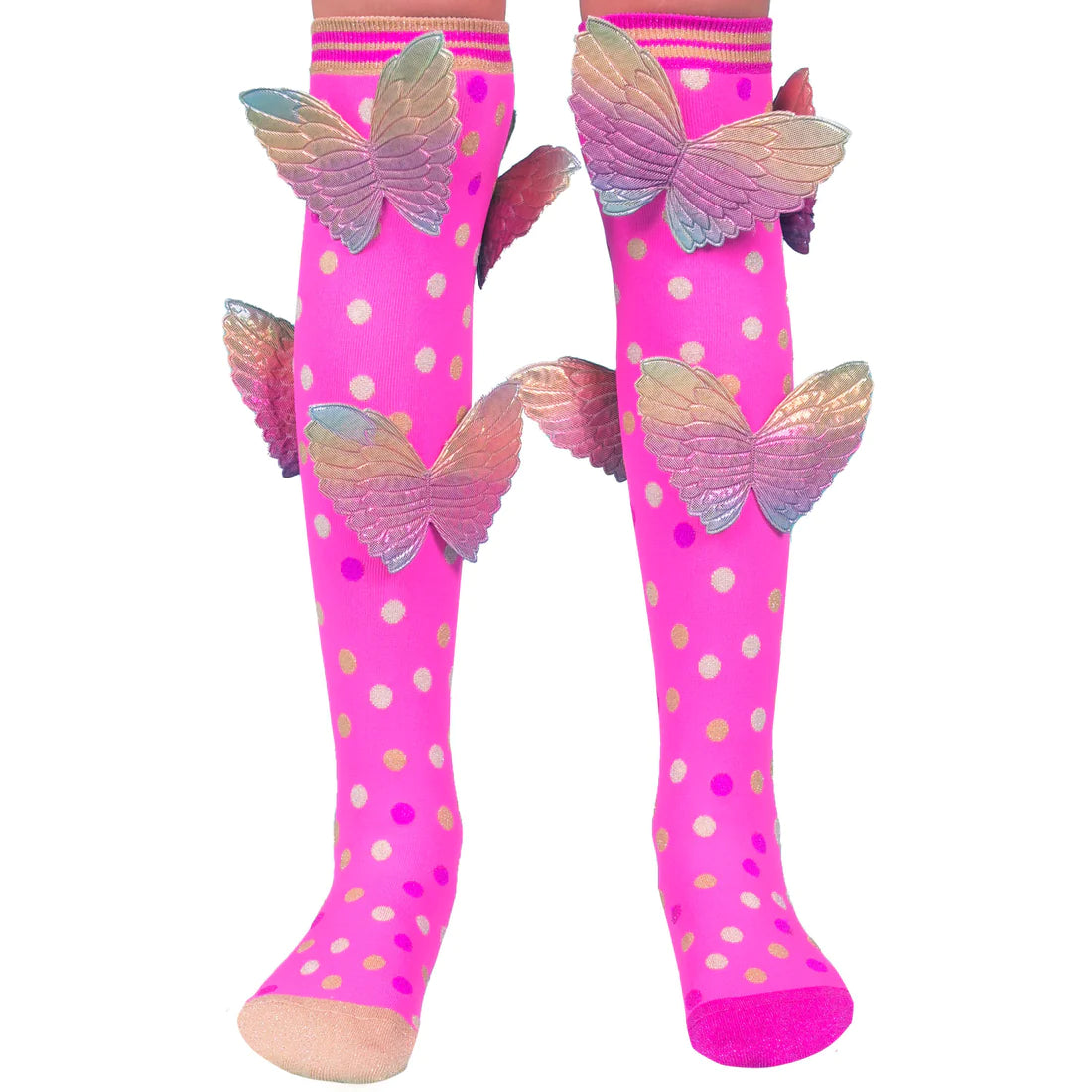 With these MADMIA Butterfly Socks, flutter your way through the day. These goofy socks will make you grin thanks to their eye-catching colors and 3D custom-made sparkly butterflies, which will also provide a magical touch to your ensemble.  Wearing a pair of our MADMIA Butterfly Socks will make you more vibrant, daring, and gorgeous.