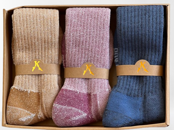 Merino Wool Hiking  Socks- Sandy Taupe -Midnight Blue-Burgundy  3 Pairs