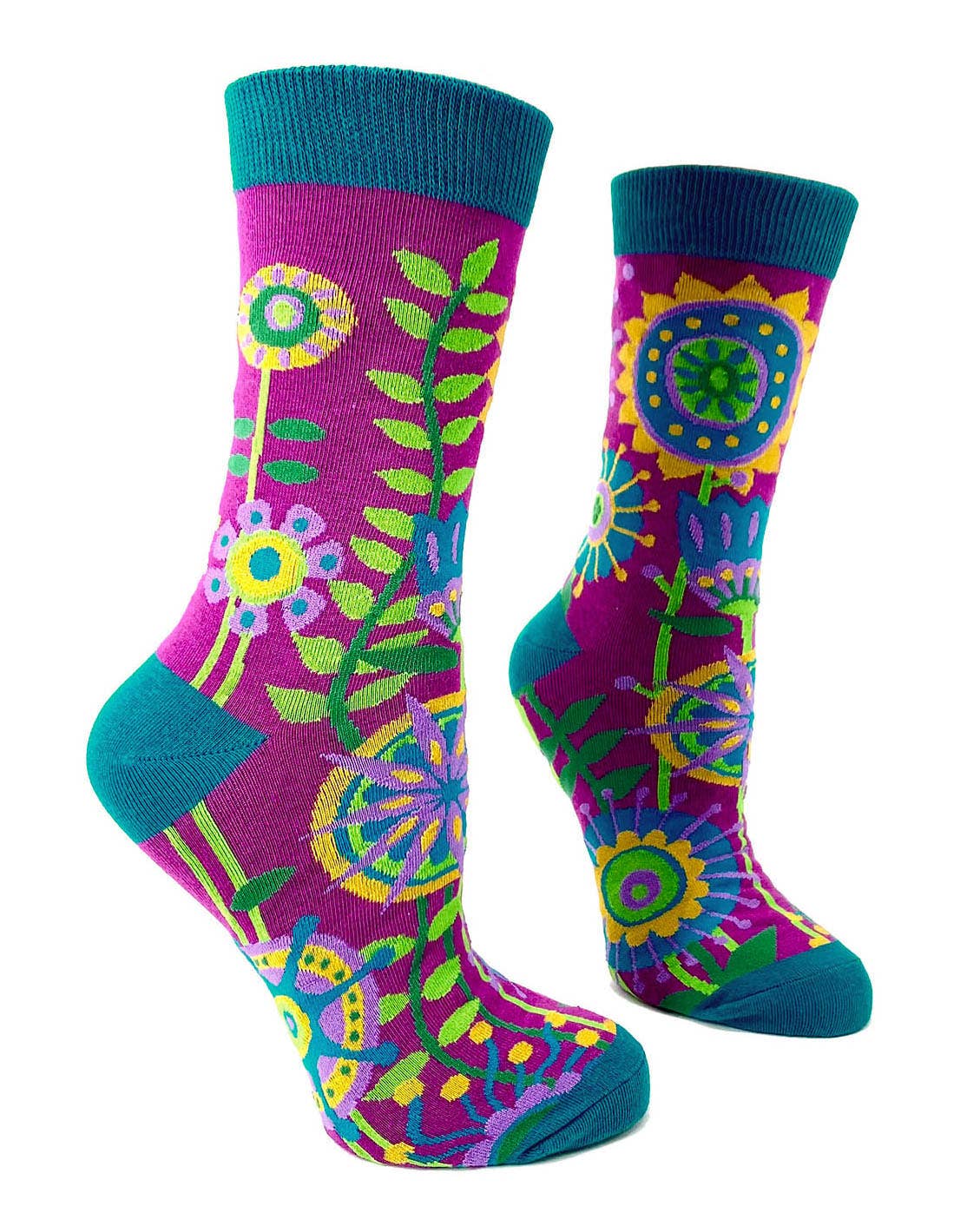 NOVELTY SOCKS - Funky Floral Women's Crew Socks