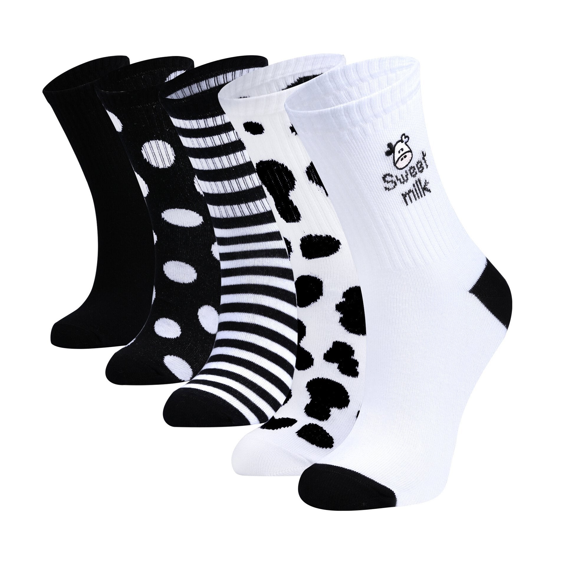 Cow design crew socks -5 Pack