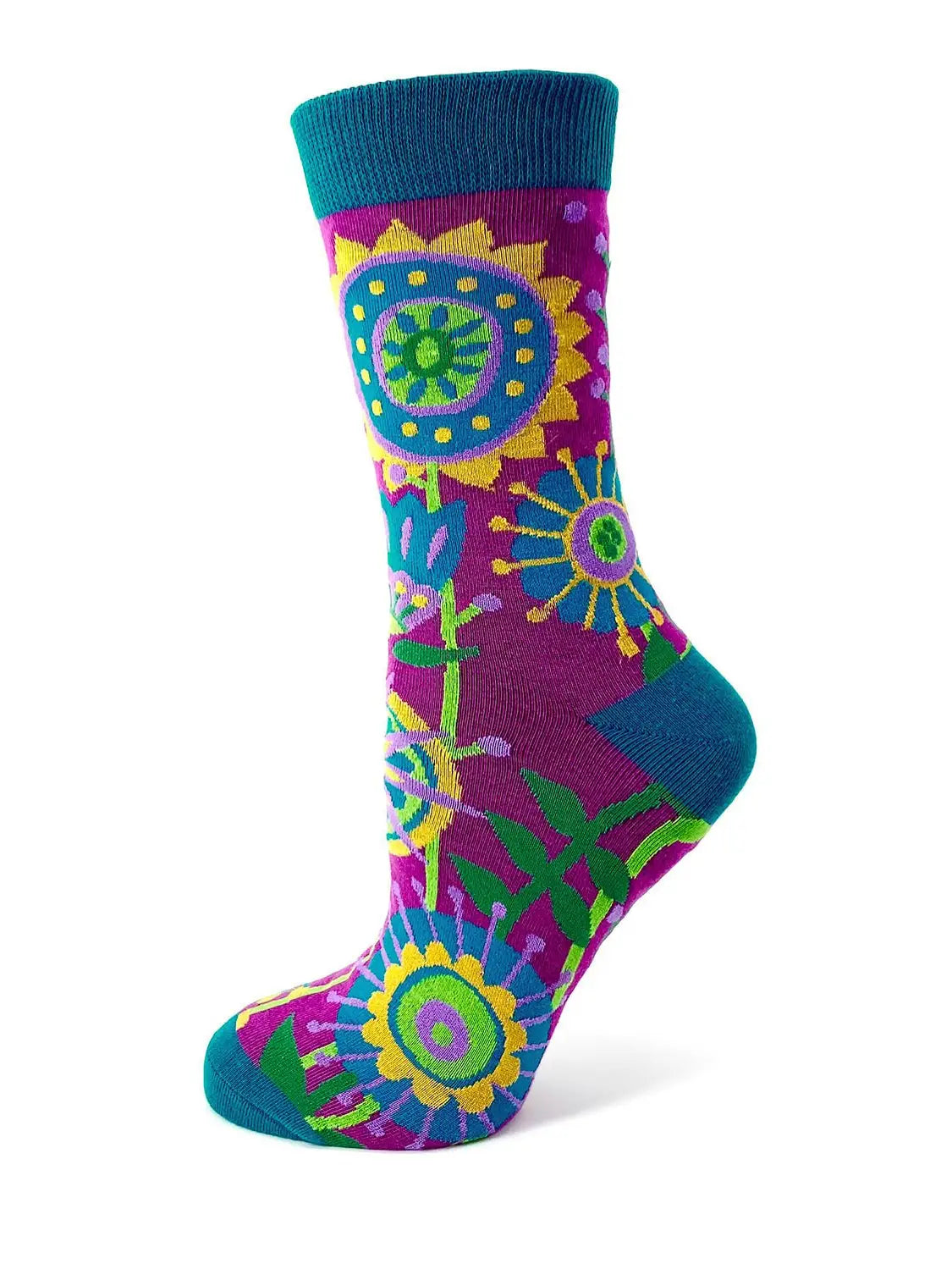 NOVELTY SOCKS - Funky Floral Women's Crew Socks