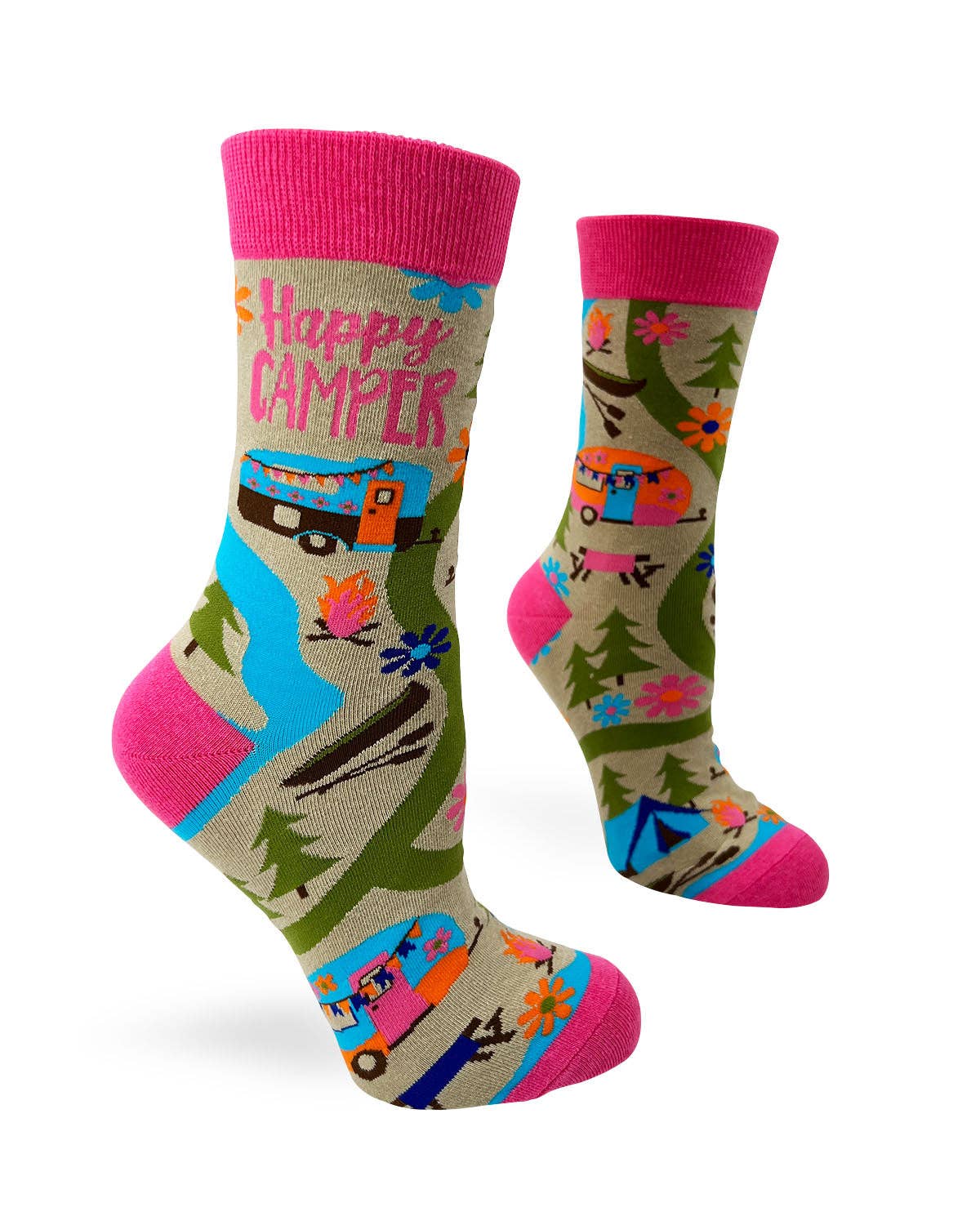 NOVELTY SOCKS - Happy Camper Women's Crew Socks