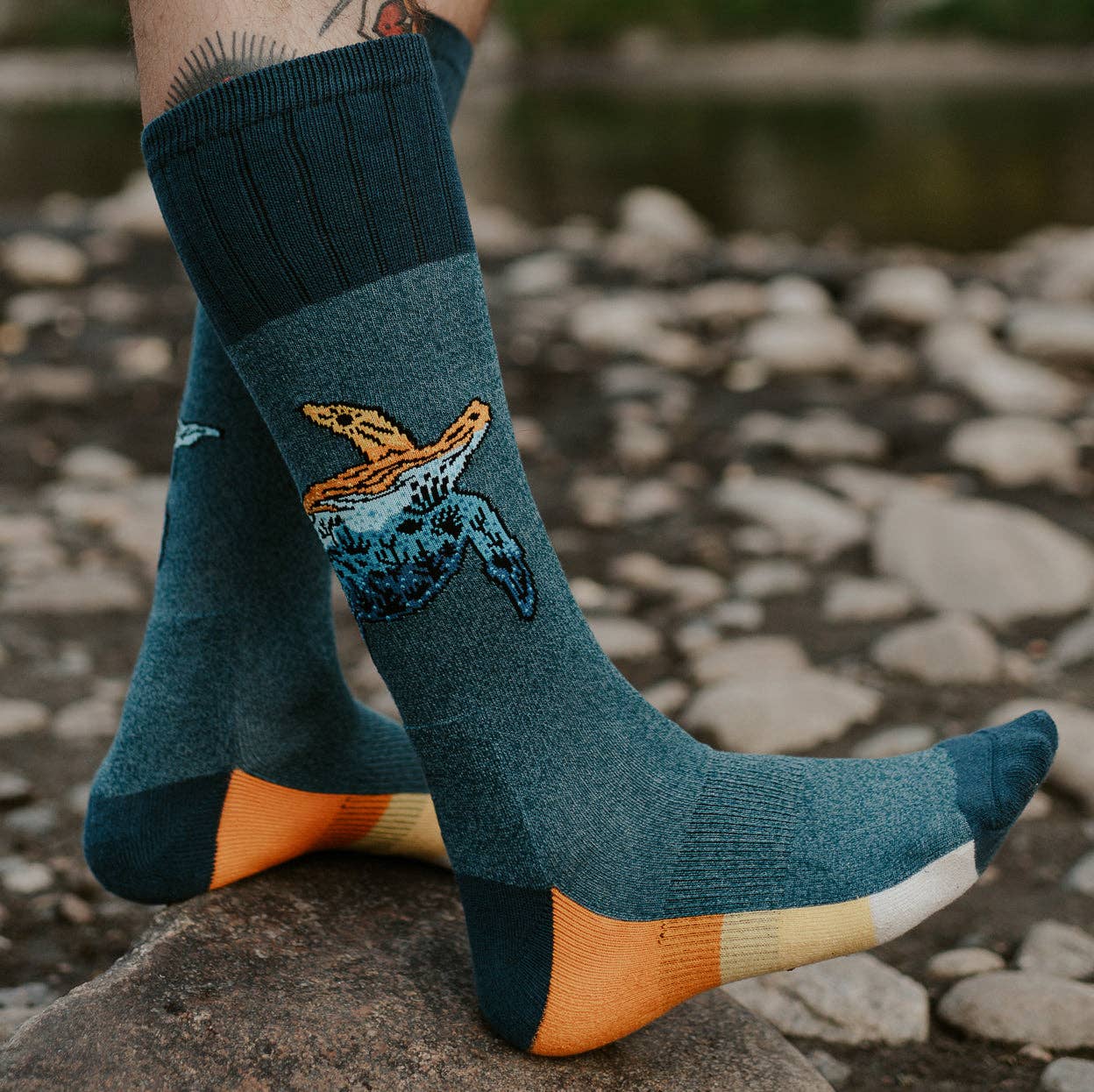 "Step up your hiking game with these rad Sea Turtle-Men's Hiking Socks 🧦🐢 Perfect for exploring nature in style and comfort!