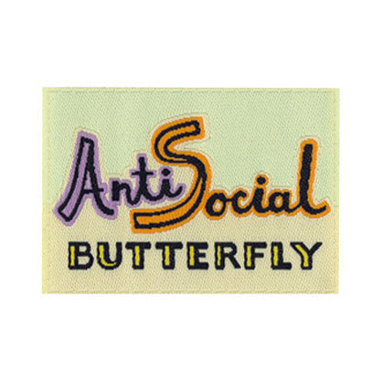 Anti-social butterfly Made with organically grown cotton, plus spandex for stretch, Tag socks look quite refined. But lean in closer and their finely stitched tags crack wise with the best of 'em. These socks are woven thick for that perfect mix of attractive texture and everyday comfy cushion. So cushiony, in fact, you can't even feel the tag.