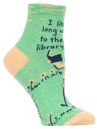 Novelty Socks -I Like Long Walks To The Library📕