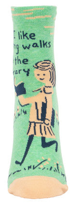 Novelty Socks -I Like Long Walks To The Library📕