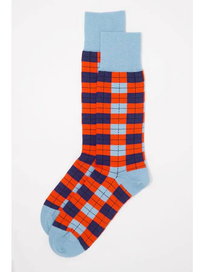 The soft sky is the ultimate finishing touch to any fashionable man's attire. These luxurious men's socks have a modern and whimsical pattern that will make any man seem stylish. Supima cotton, widely regarded as the world's finest cotton, was used to craft them. Each pair of our socks is hand finished with a seamless toe.