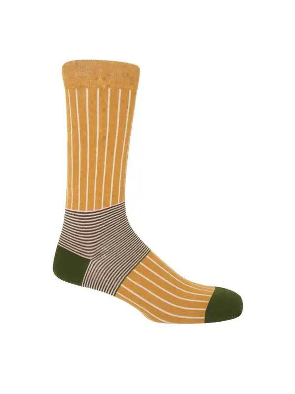 Stylish Oxford Stripe Socks- Mustard