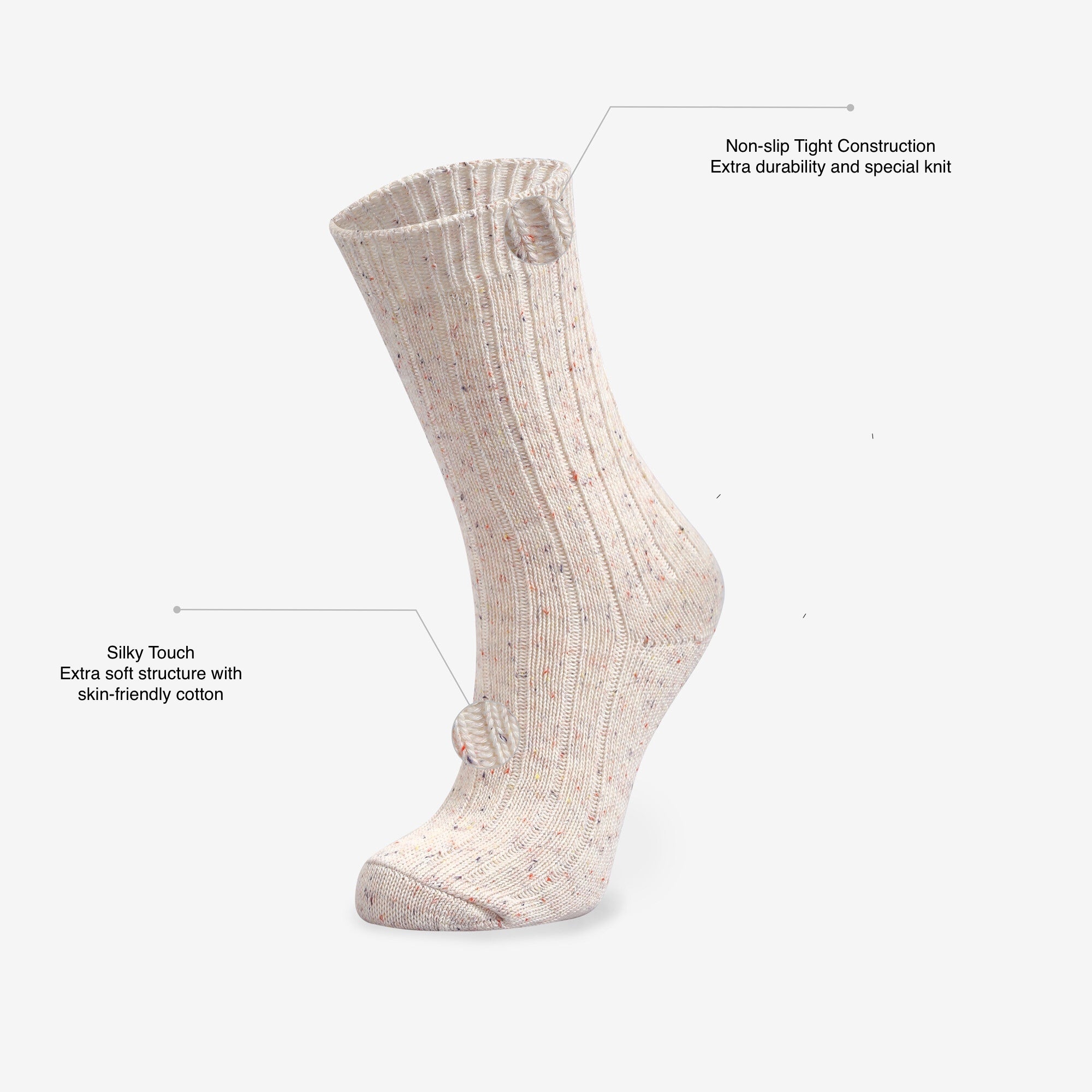 Women's Winter Cuffed Socks- Cream