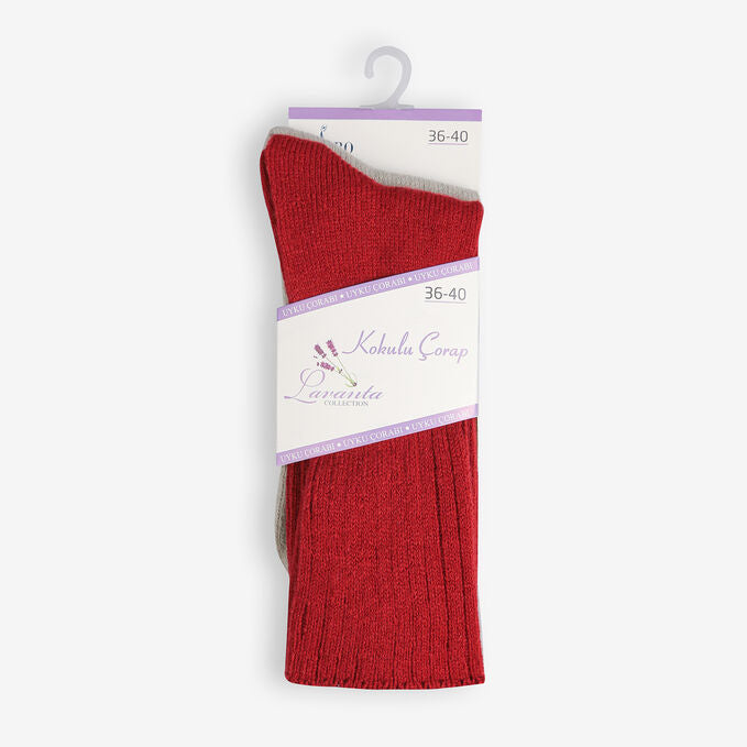 Sleeping socks 2 Pairs Womans Claret Red/Grey