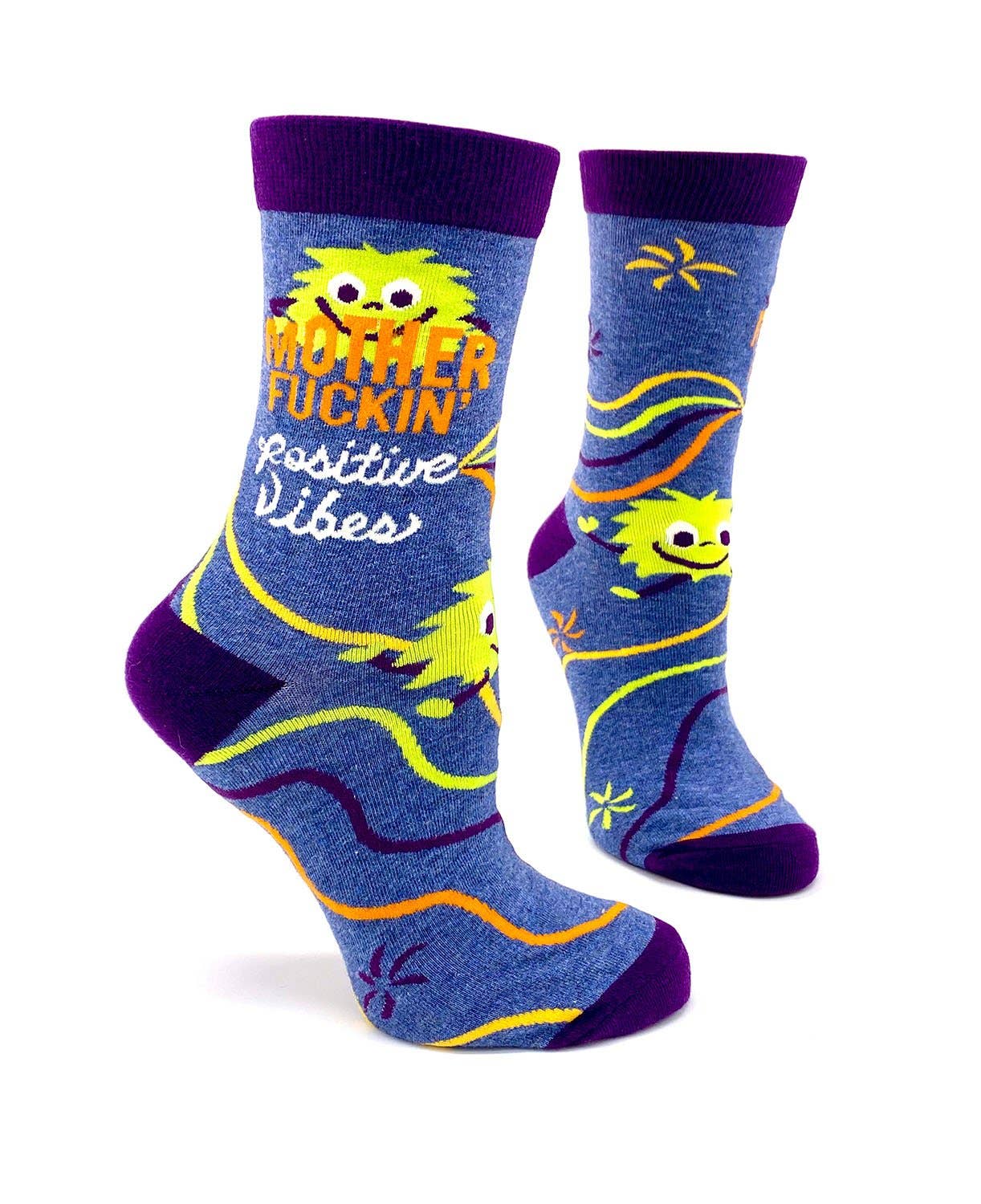 Novelty Socks- Mother Fuckin' Positive Vibes Women's Crew Socks