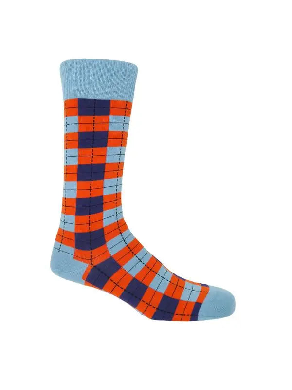 The soft sky is the ultimate finishing touch to any fashionable man's attire. These luxurious men's socks have a modern and whimsical pattern that will make any man seem stylish. Supima cotton, widely regarded as the world's finest cotton, was used to craft them. Each pair of our socks is hand finished with a seamless toe.