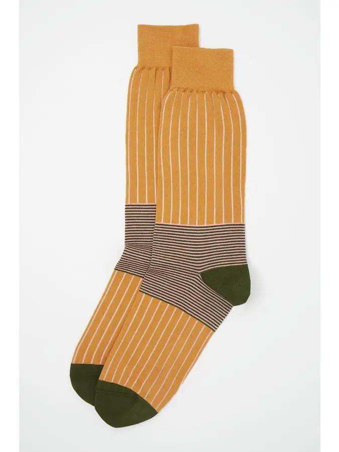 Stylish Oxford Stripe Socks- Mustard