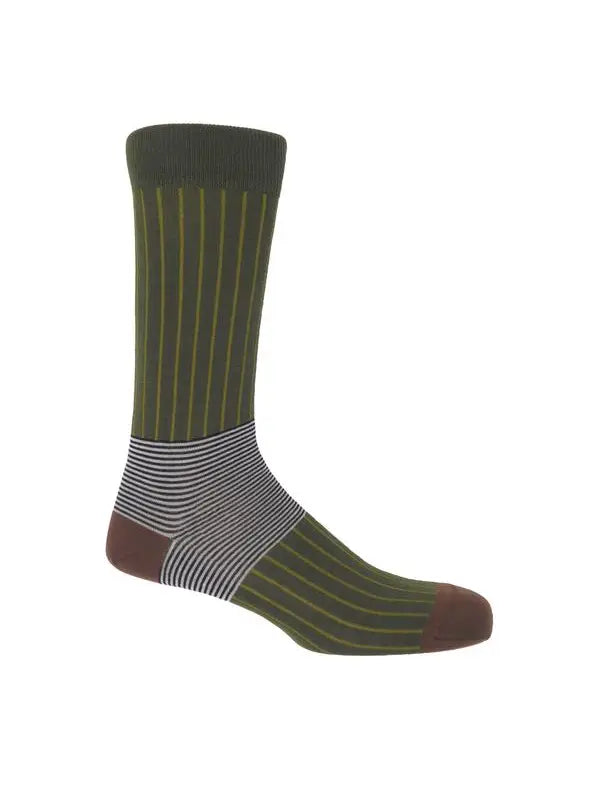 Stylish Oxford Stripe Socks - Sage