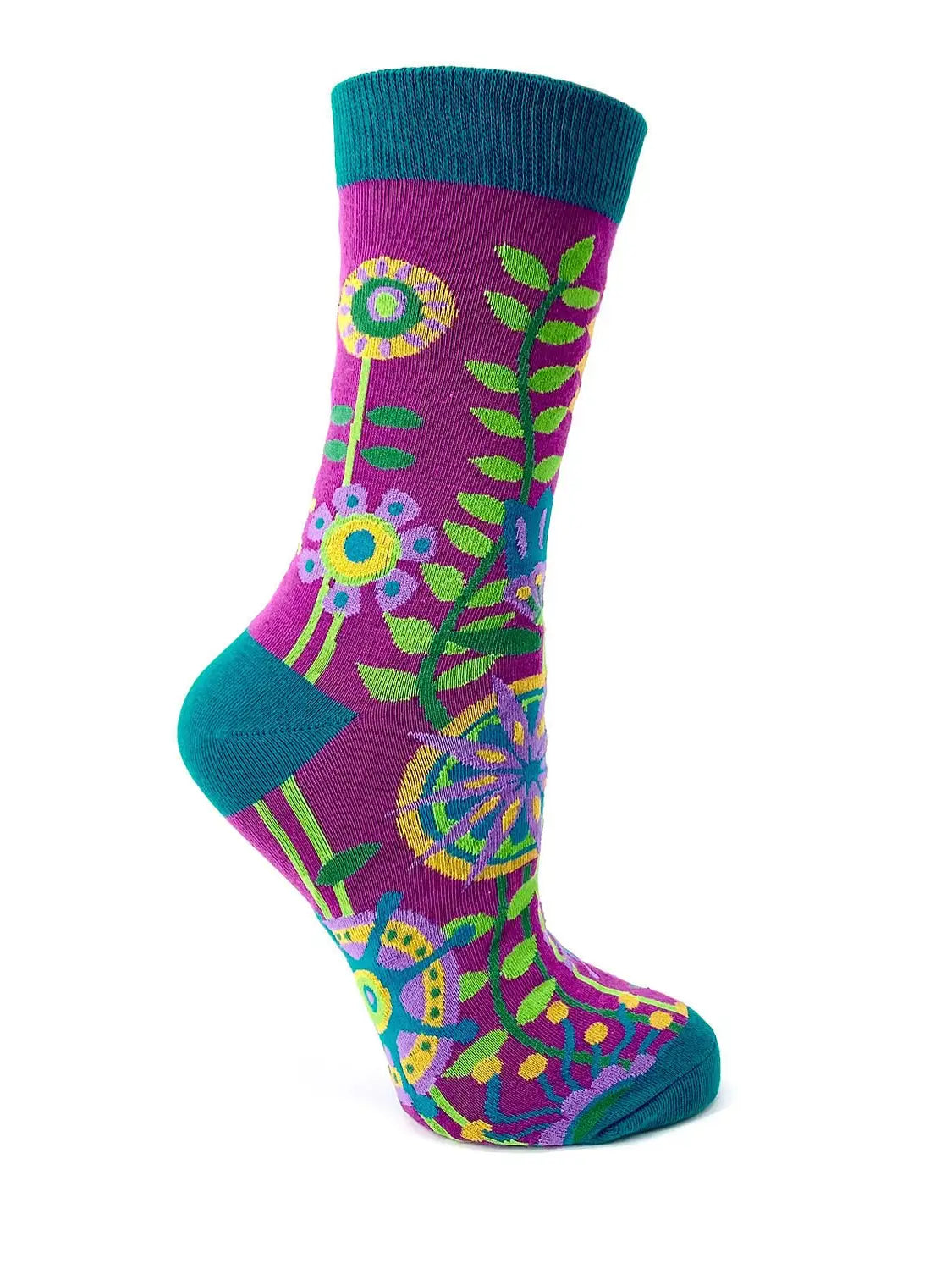 NOVELTY SOCKS - Funky Floral Women's Crew Socks