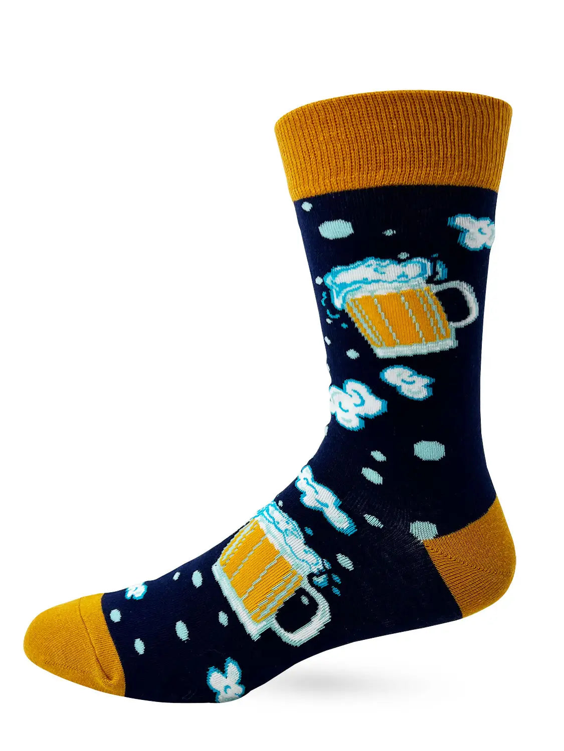 Funny men's novelty crew socks with the saying "Building My Dad Bod One Beer At A Time." Stylish and comfortable!