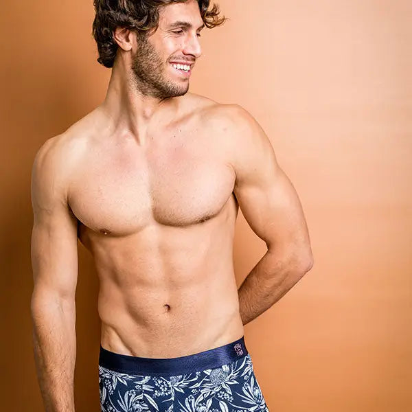 Bamboo Underwear Navy Boxer Shorts Naive Plant Design