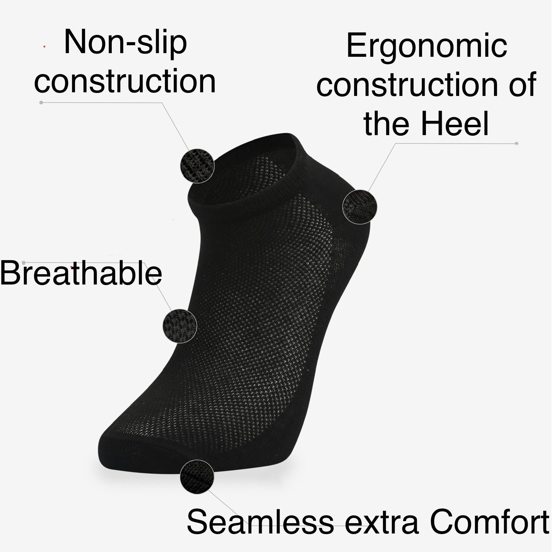 Ankle Socks 3 Pairs White -Black -Grey