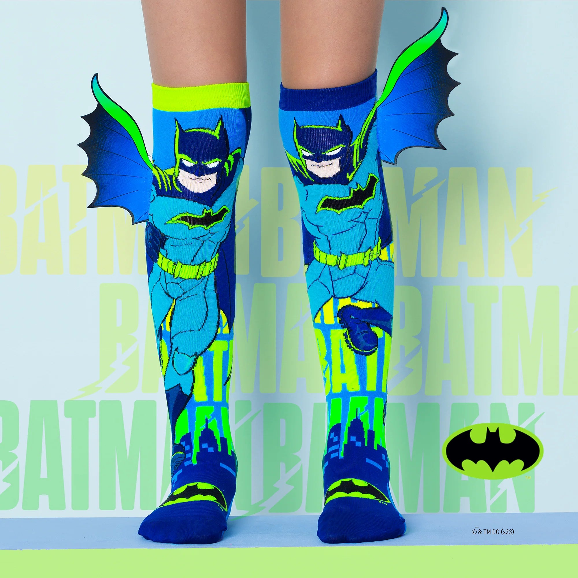 🦇 Batman Neon Socks – Toddler (3–5) & Adult (6–99) 🦇