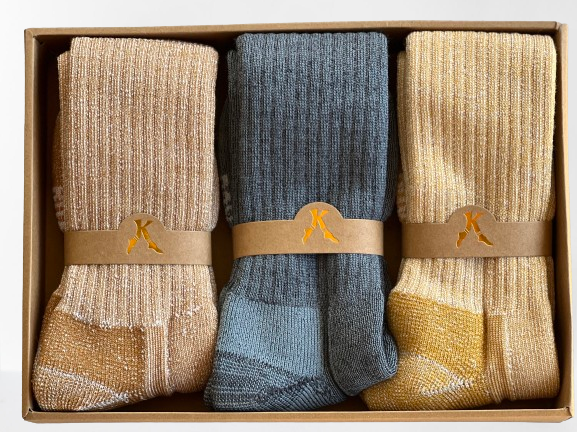Merino Wool Hiking  Socks- Mustard -Charcoal -Sandy Taupe  3 Pairs