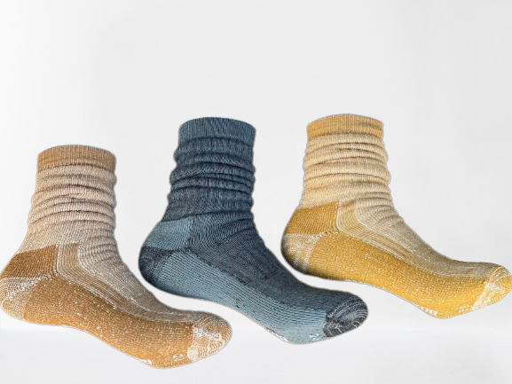 Merino Wool Hiking  Socks- Mustard -Charcoal -Sandy Taupe  3 Pairs