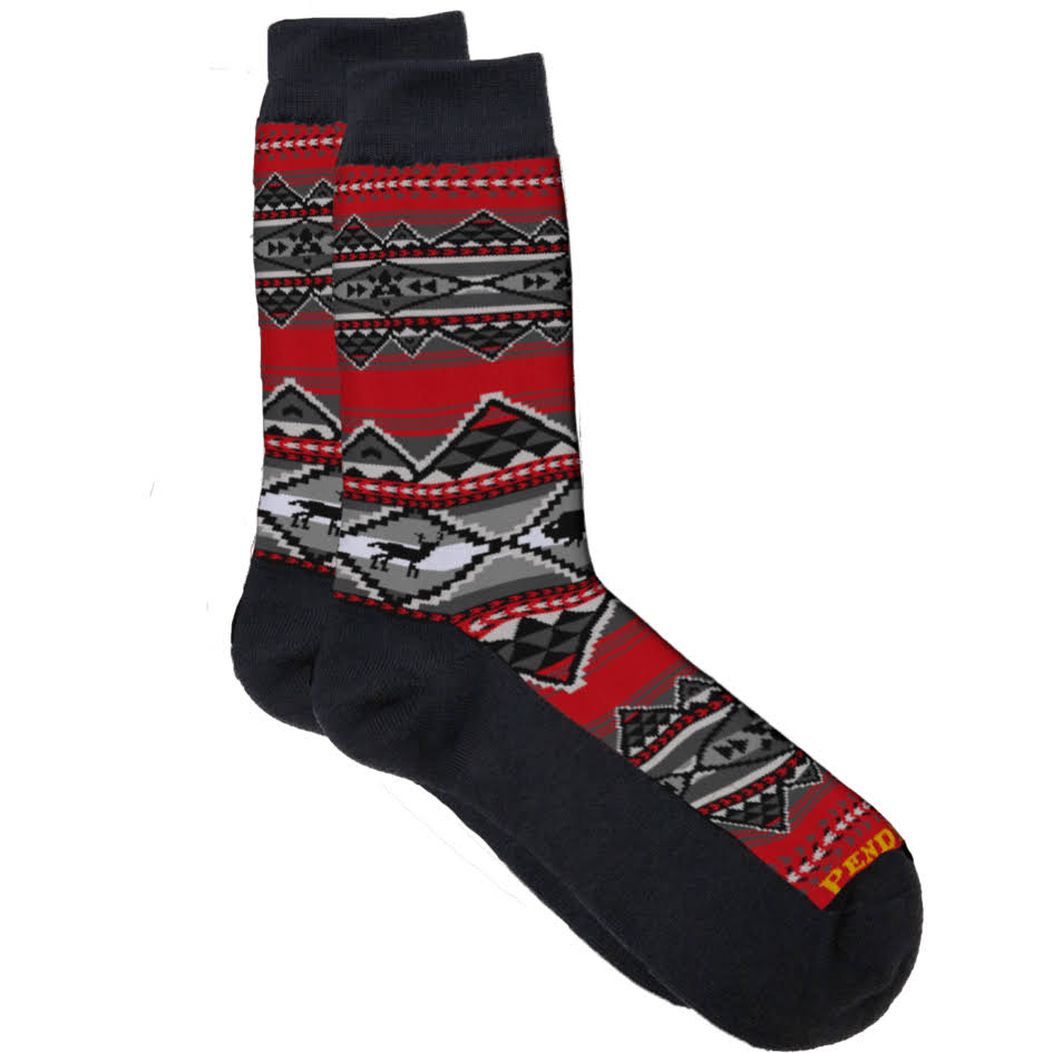 Now available in sturdy midweight crew socks, this is one of our most well-liked patterns.   This durable design, which is machine washable, is knit from plush Merino wool and has cushioned footbeds for all-day comfort. Men and women both love their cosy warmth and breathability.