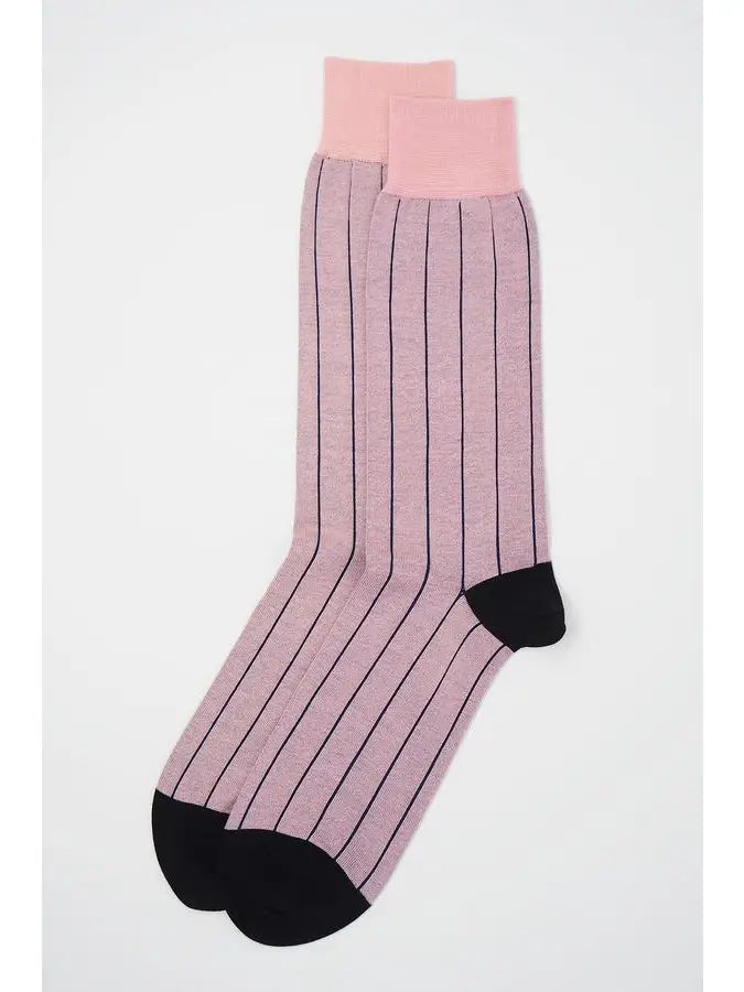 Pink and Navy Pin Stipe Classic Socks Mens