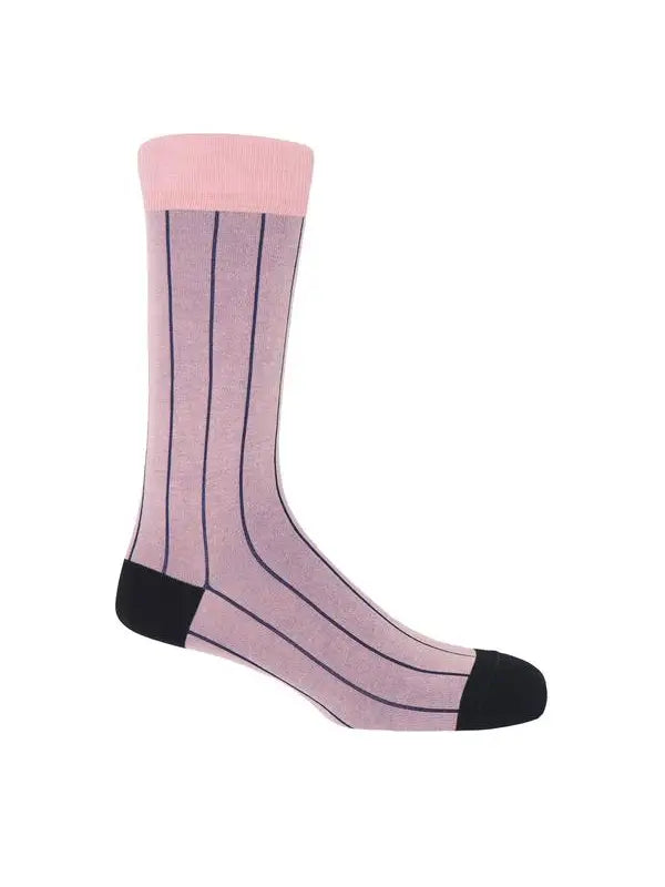 Pink and Navy Pin Stipe Classic Socks Mens