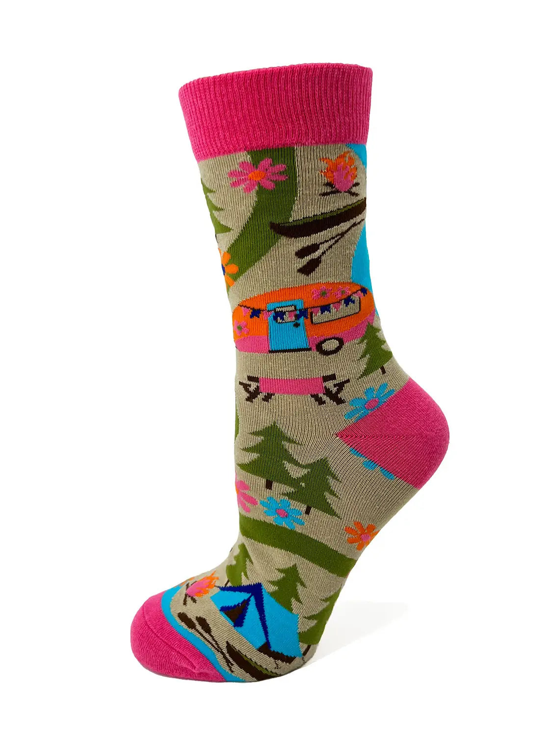 NOVELTY SOCKS - Happy Camper Women's Crew Socks