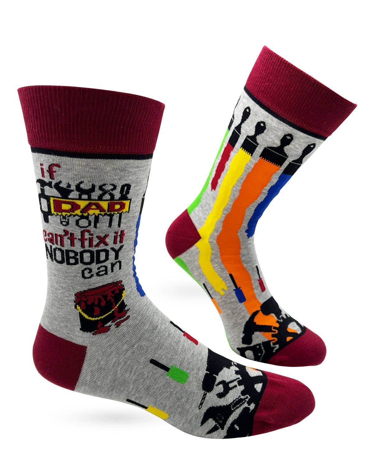 Novelty Socks - If Dad Can't Fix it Nobody Can Men's Novelty Crew Socks