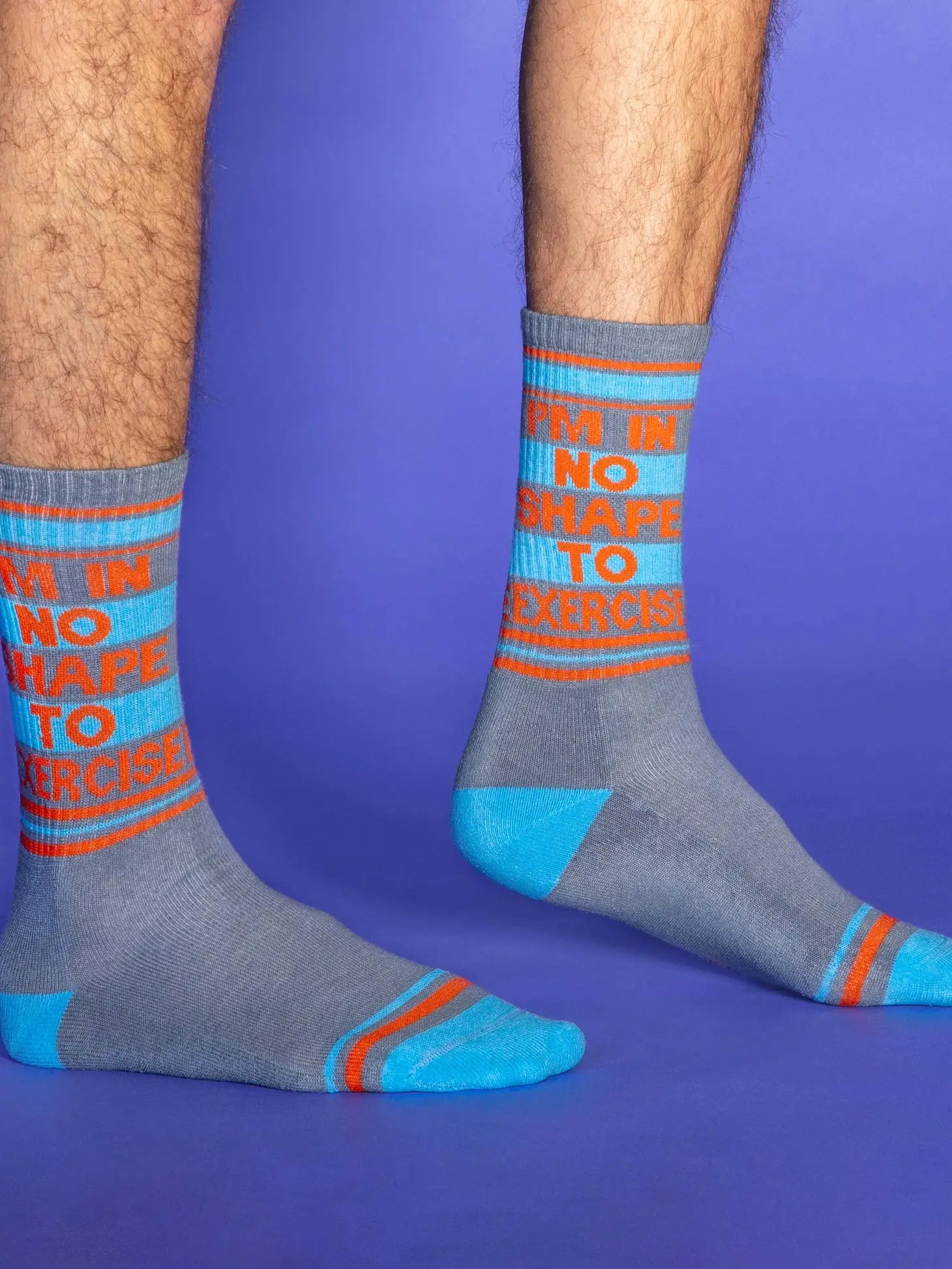 NOVELTY SOCKS - I'm In No Shape To Exercise Gym Crew Socks
