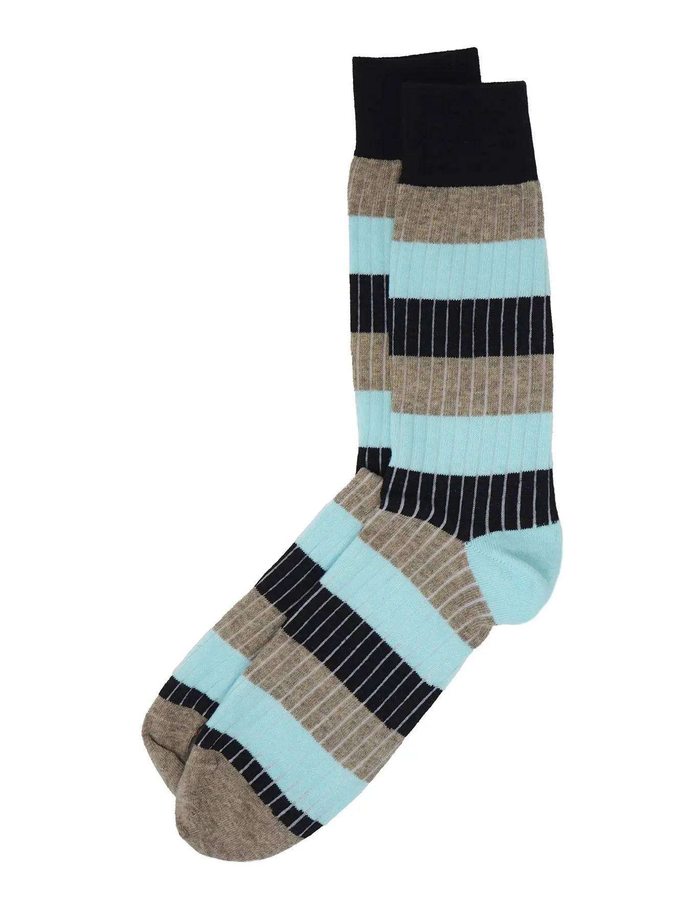 Striped Chord Dress Socks For Men Turquoise