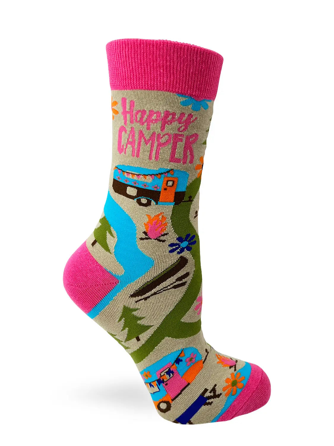 NOVELTY SOCKS - Happy Camper Women's Crew Socks