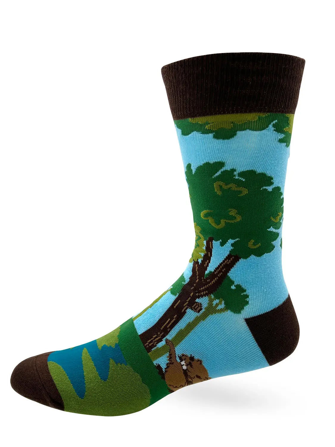 NOVELTY SOCKS - Save The Tree Eat A Beaver Men's Novelty Crew Socks