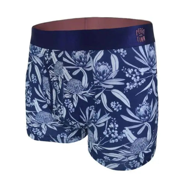 Bamboo Underwear Navy Boxer Shorts Naive Plant Design
